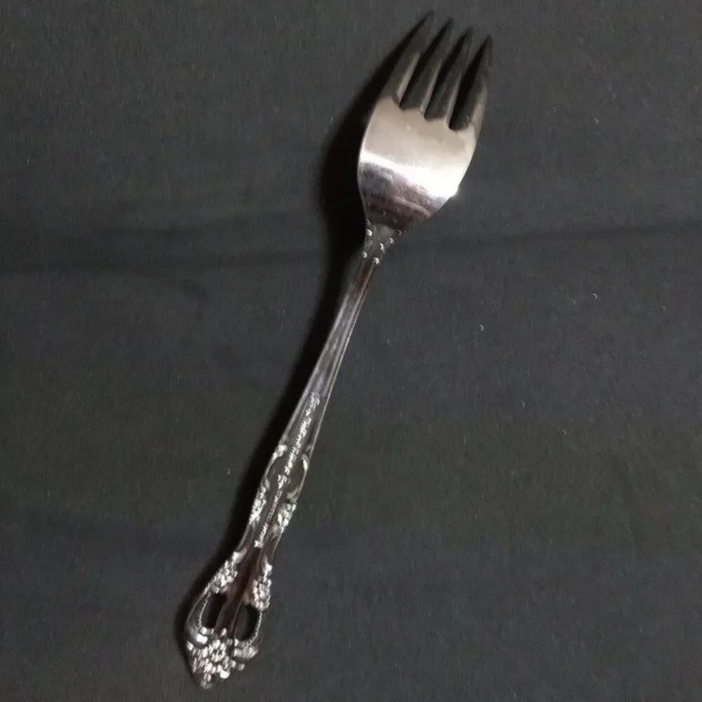 United Silver Stainless Acadia Salad/Dessert Fork-Japan-Pierced-Floral-Lot of 4